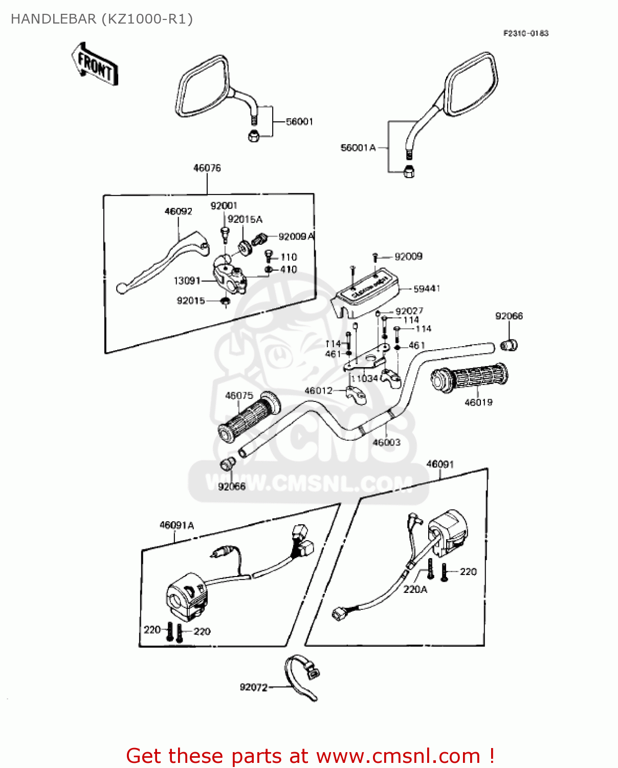 HANDLEBAR (KZ1000-R1) KZ1000R2 EDDIE LAWSON REPLICA 1983 USA CANADA
