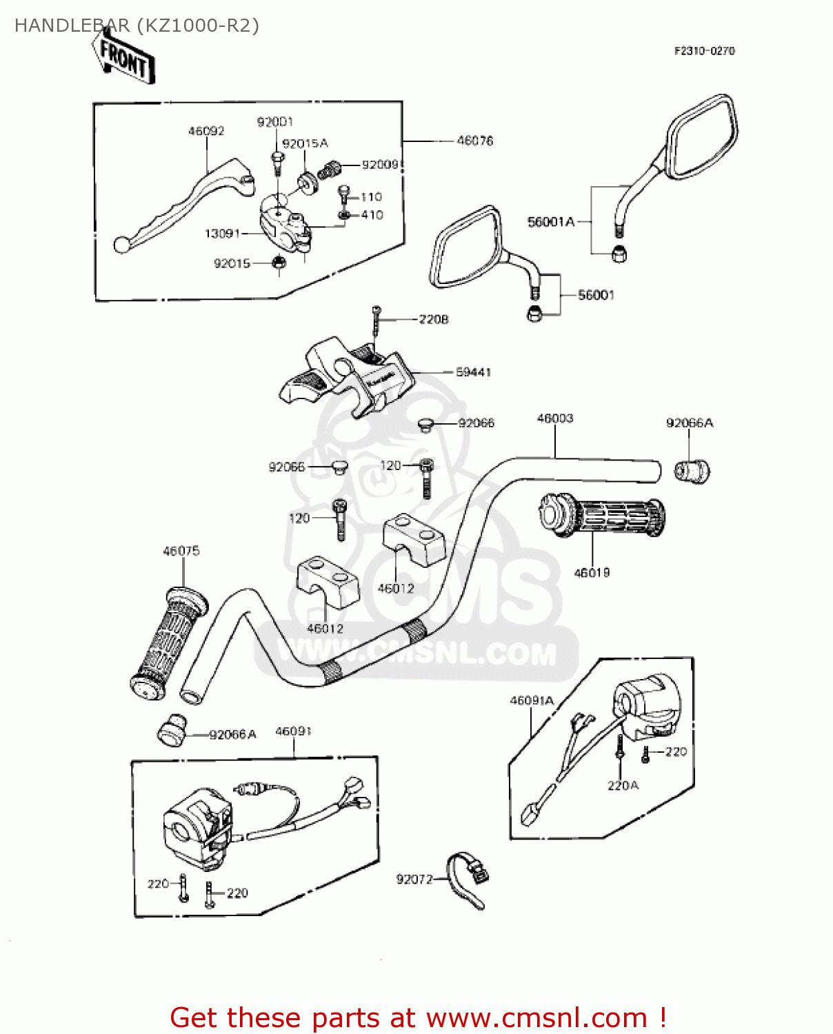 HANDLEBAR (KZ1000-R2) KZ1000R2 EDDIE LAWSON REPLICA 1983 USA CANADA