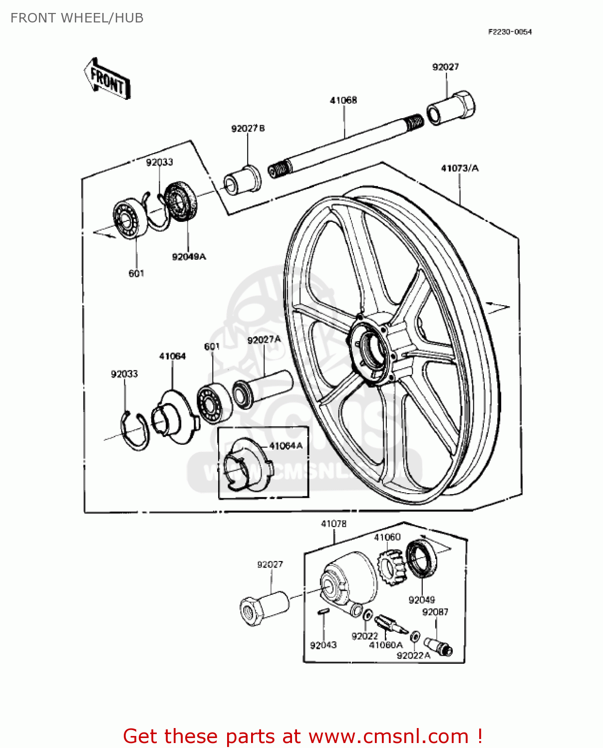 FRONT WHEEL/HUB KZ1000R2 EDDIE LAWSON REPLICA 1983 USA CANADA