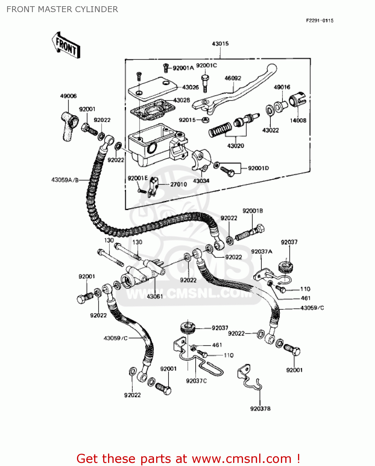 FRONT MASTER CYLINDER KZ1000R2 EDDIE LAWSON REPLICA 1983 USA CANADA