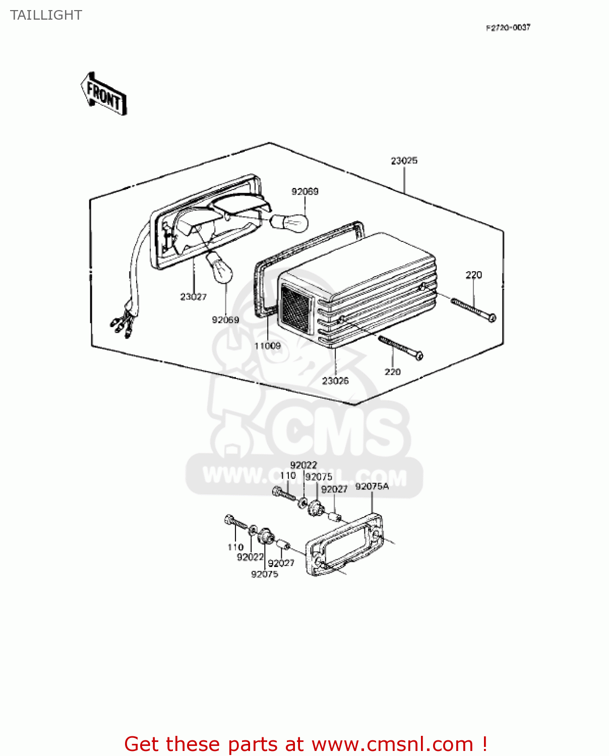 TAILLIGHT KZ1000R2 EDDIE LAWSON REPLICA 1983 USA CANADA