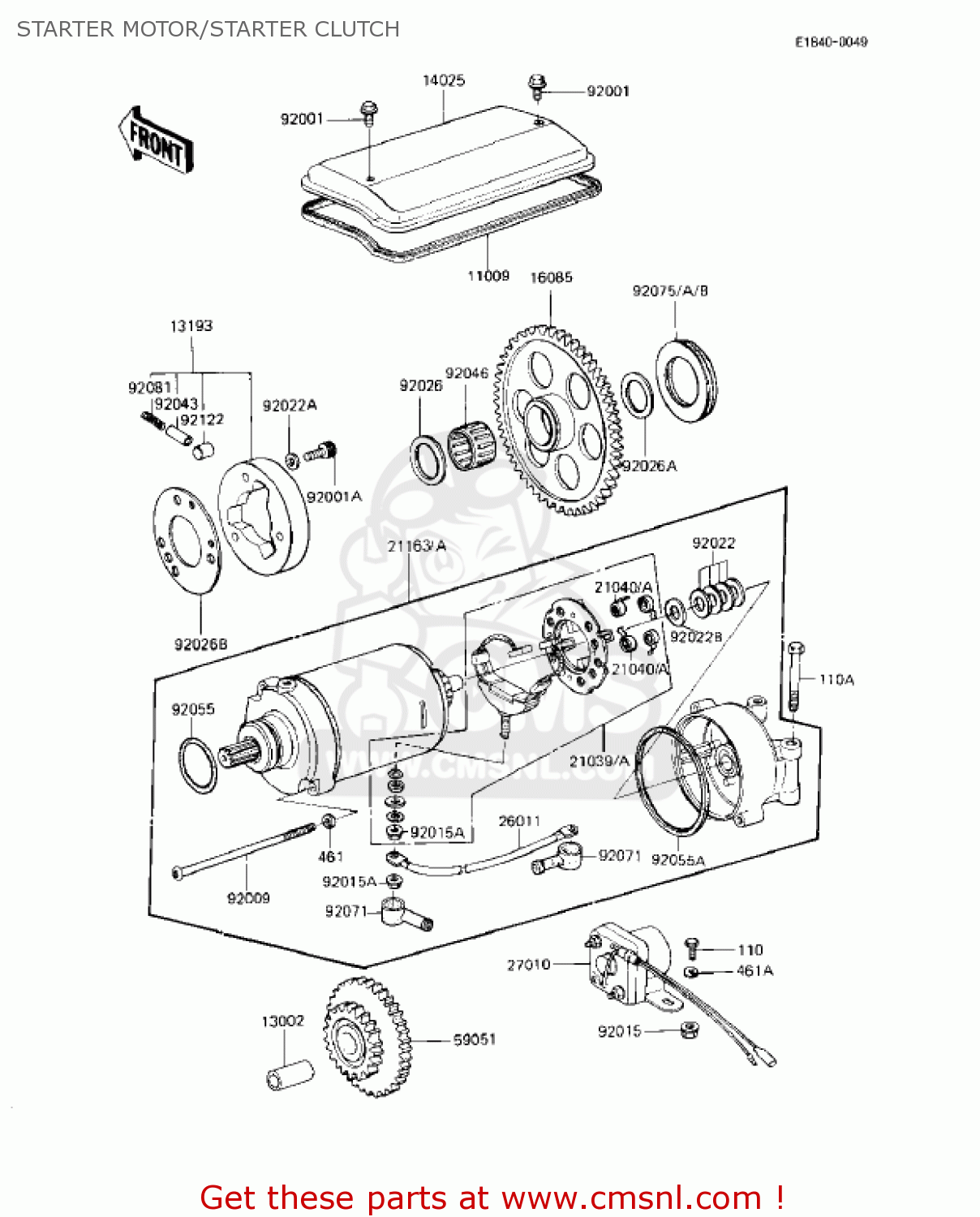 STARTER MOTOR/STARTER CLUTCH KZ1000R2 EDDIE LAWSON REPLICA 1983 USA CANADA