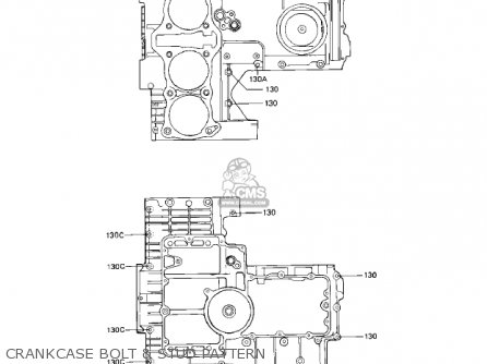 CRANKCASE BOLT & STUD PATTERN - KZ1000R2 EDDIE LAWSON REPLICA 1983 USA CANADA