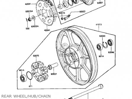 REAR WHEEL/HUB/CHAIN - KZ1000R2 EDDIE LAWSON REPLICA 1983 USA CANADA