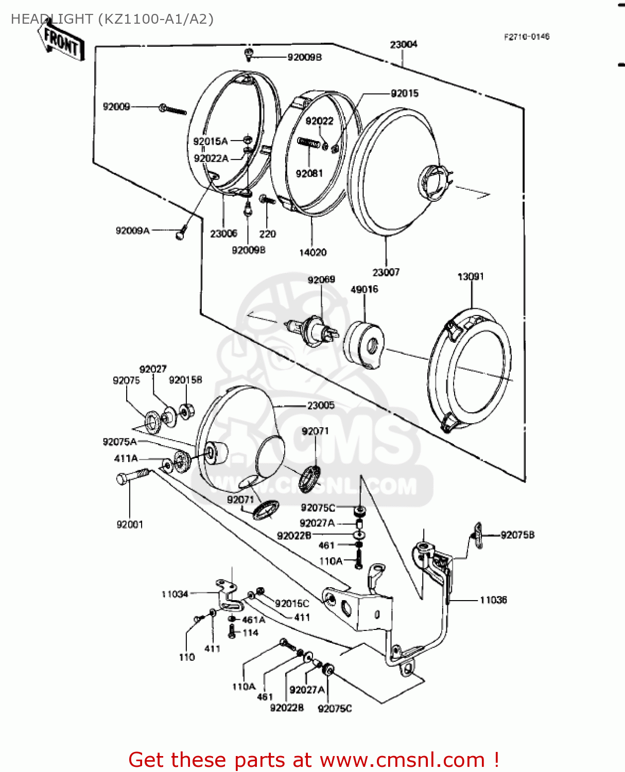 HEADLIGHT (KZ1100-A1/A2) KZ1100A1 SHAFT 1981 USA CANADA