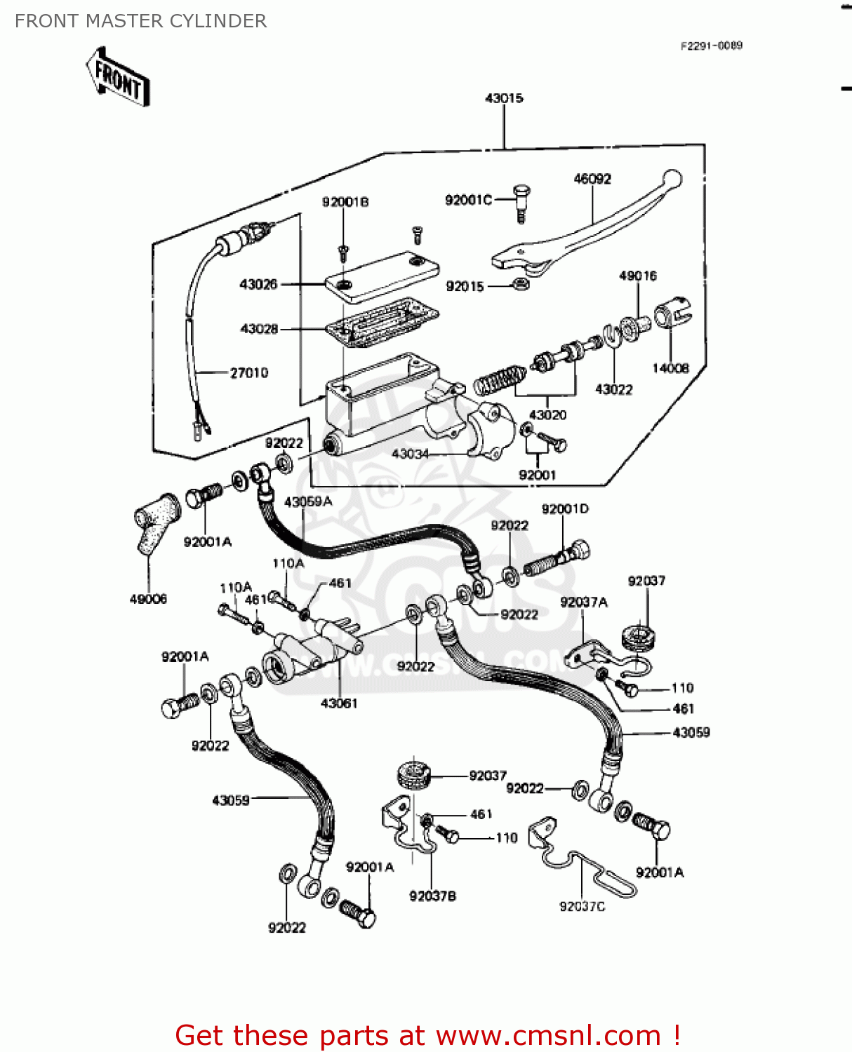 FRONT MASTER CYLINDER KZ1100A1 SHAFT 1981 USA CANADA