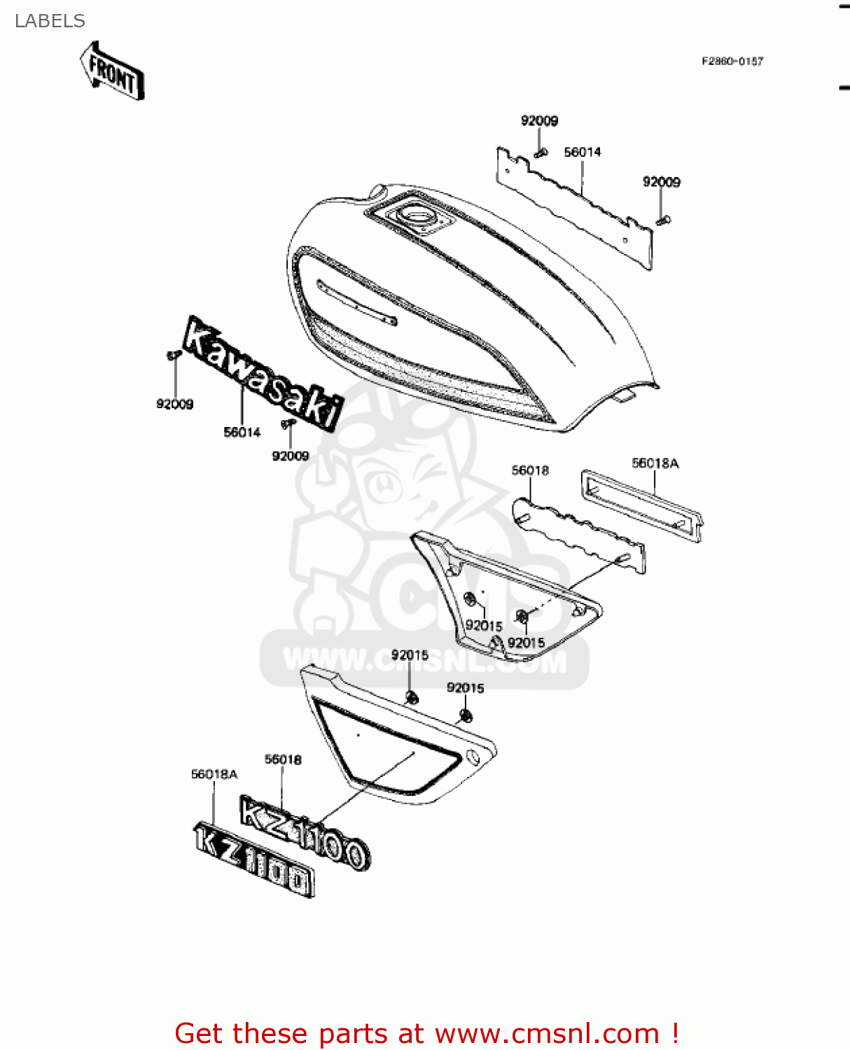 LABELS KZ1100A1 SHAFT 1981 USA CANADA