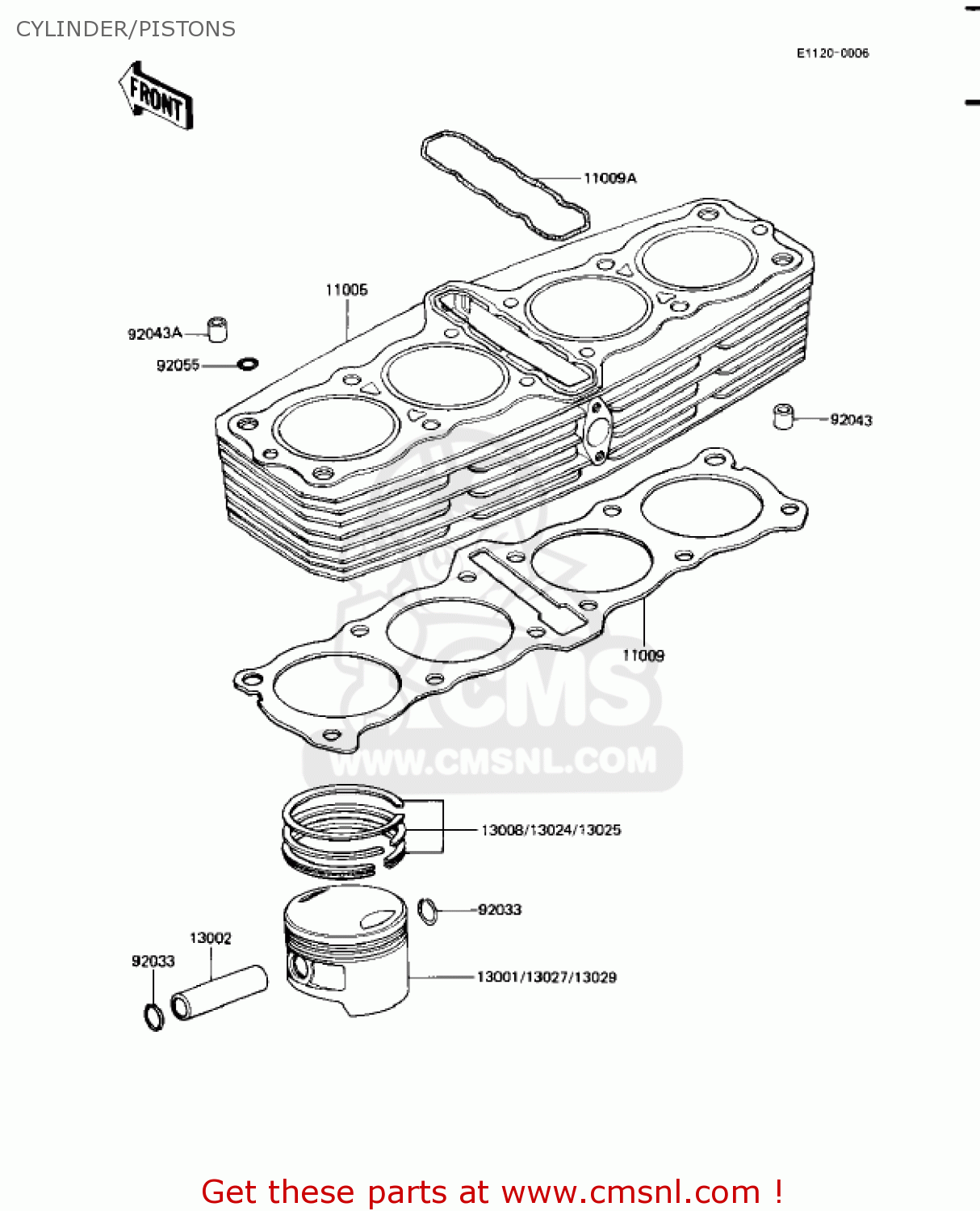 CYLINDER/PISTONS KZ1100A1 SHAFT 1981 USA CANADA