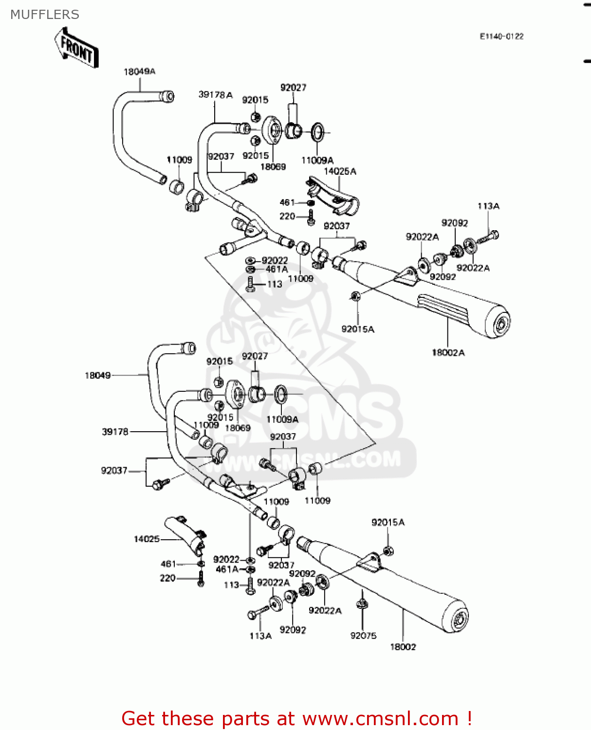 MUFFLERS KZ1100A1 SHAFT 1981 USA CANADA