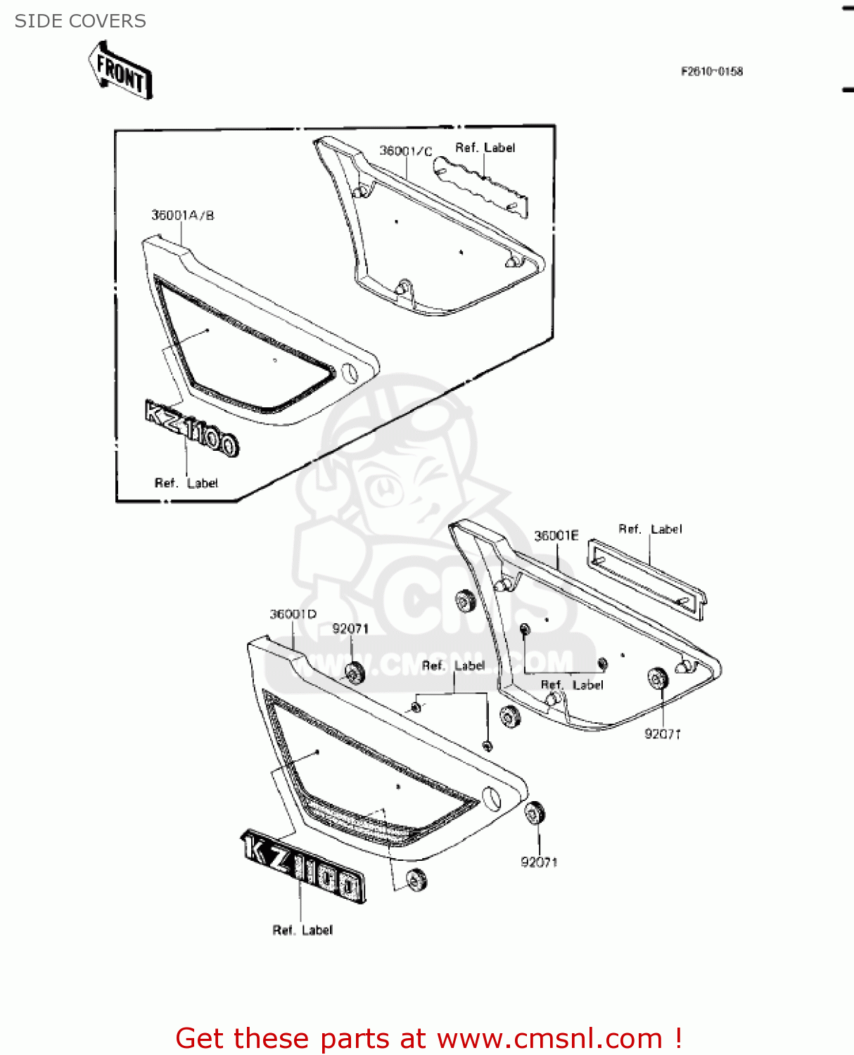 SIDE COVERS KZ1100A1 SHAFT 1981 USA CANADA