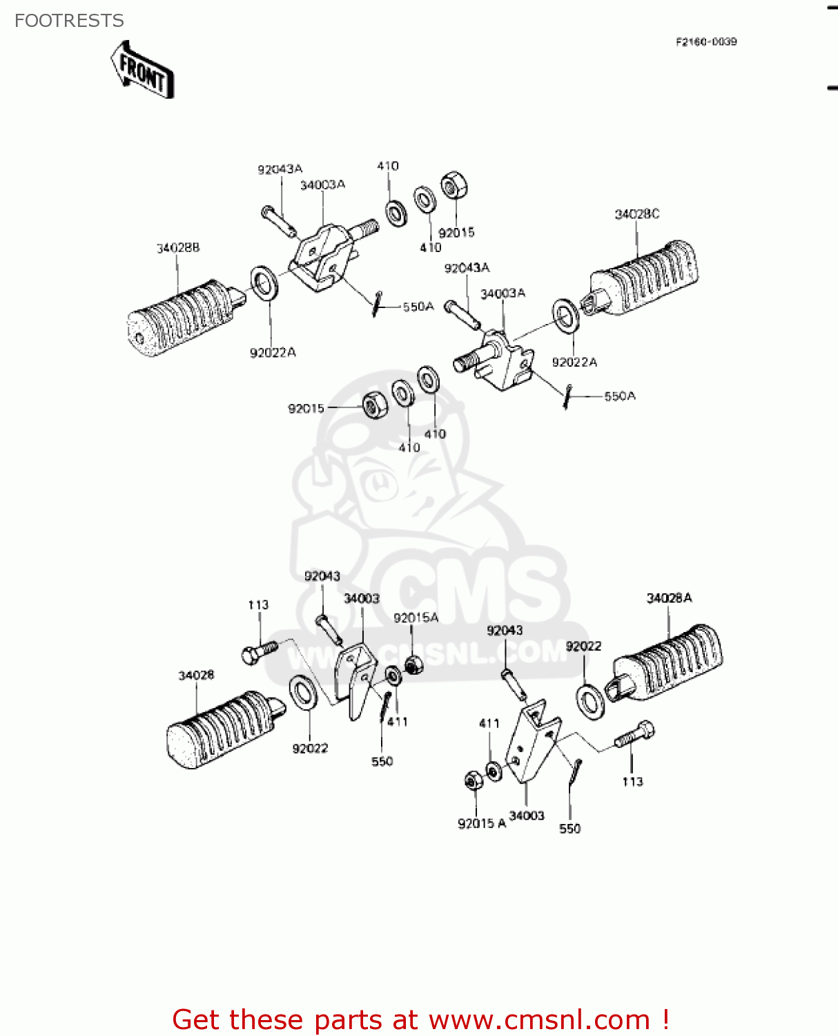 FOOTRESTS KZ1100A1 SHAFT 1981 USA CANADA