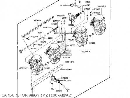 CARBURETOR ASSY (KZ1100-A1/A2) - KZ1100A1 SHAFT 1981 USA CANADA