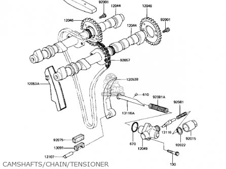 CAMSHAFTS/CHAIN/TENSIONER - KZ1100A1 SHAFT 1981 USA CANADA