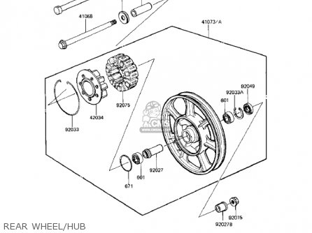 REAR WHEEL/HUB - KZ1100A1 SHAFT 1981 USA CANADA