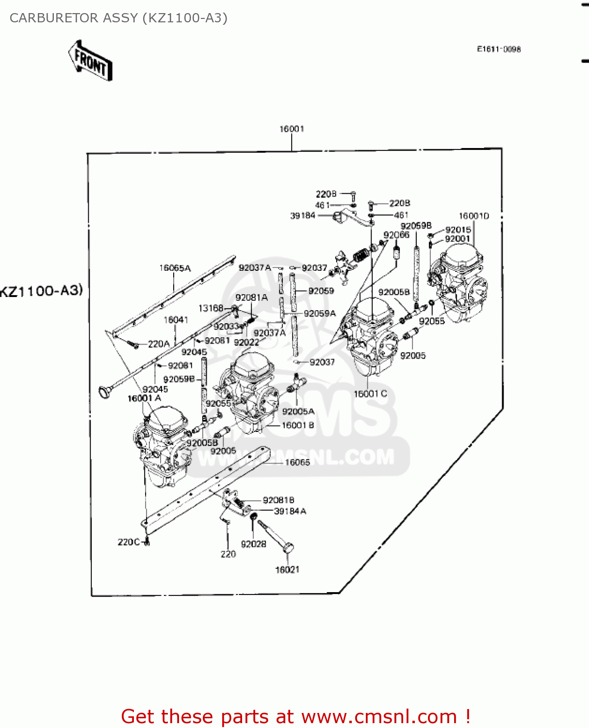 CARBURETOR ASSY (KZ1100-A3) KZ1100A2 SHAFT 1982 USA CANADA