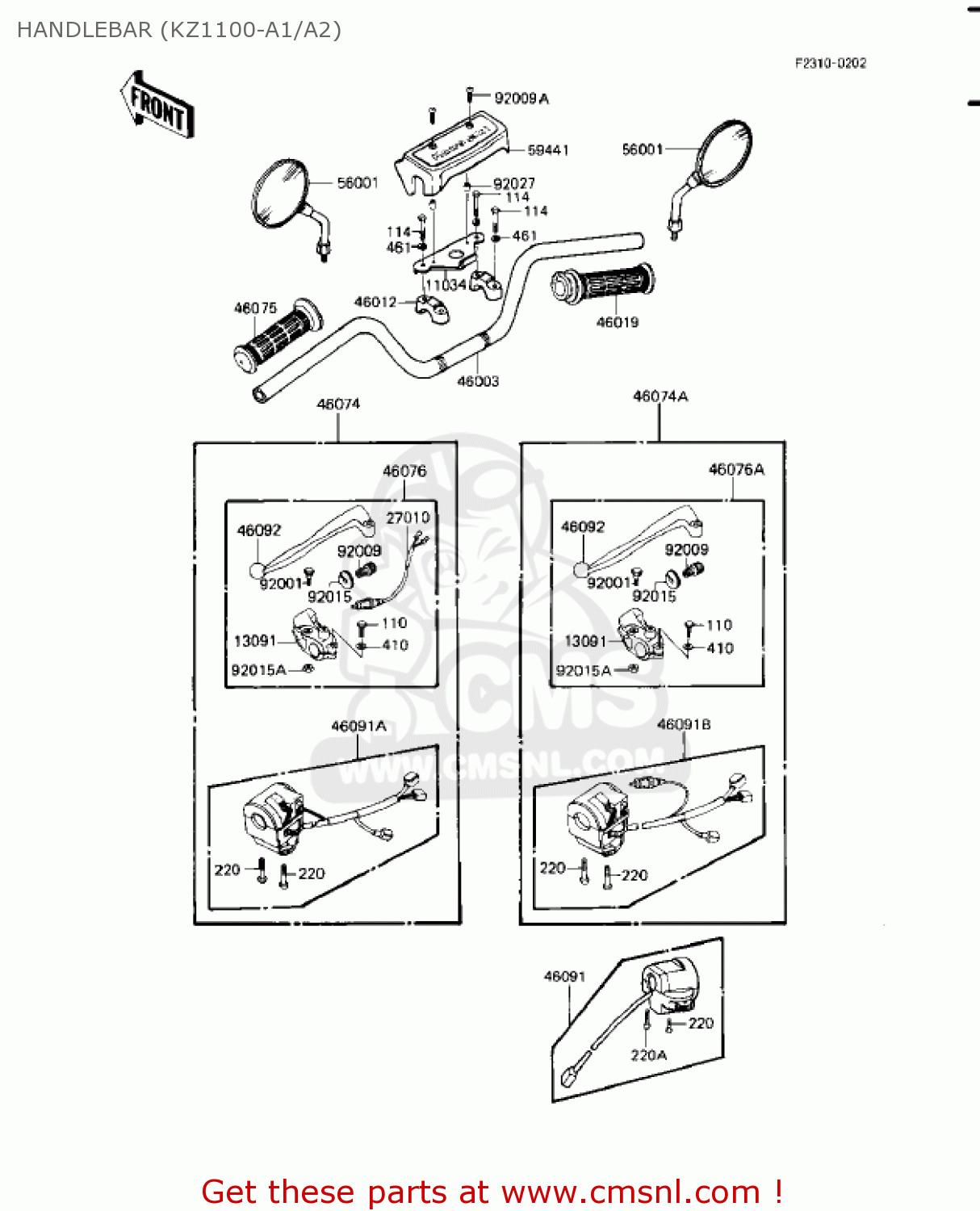 HANDLEBAR (KZ1100-A1/A2) KZ1100A2 SHAFT 1982 USA CANADA