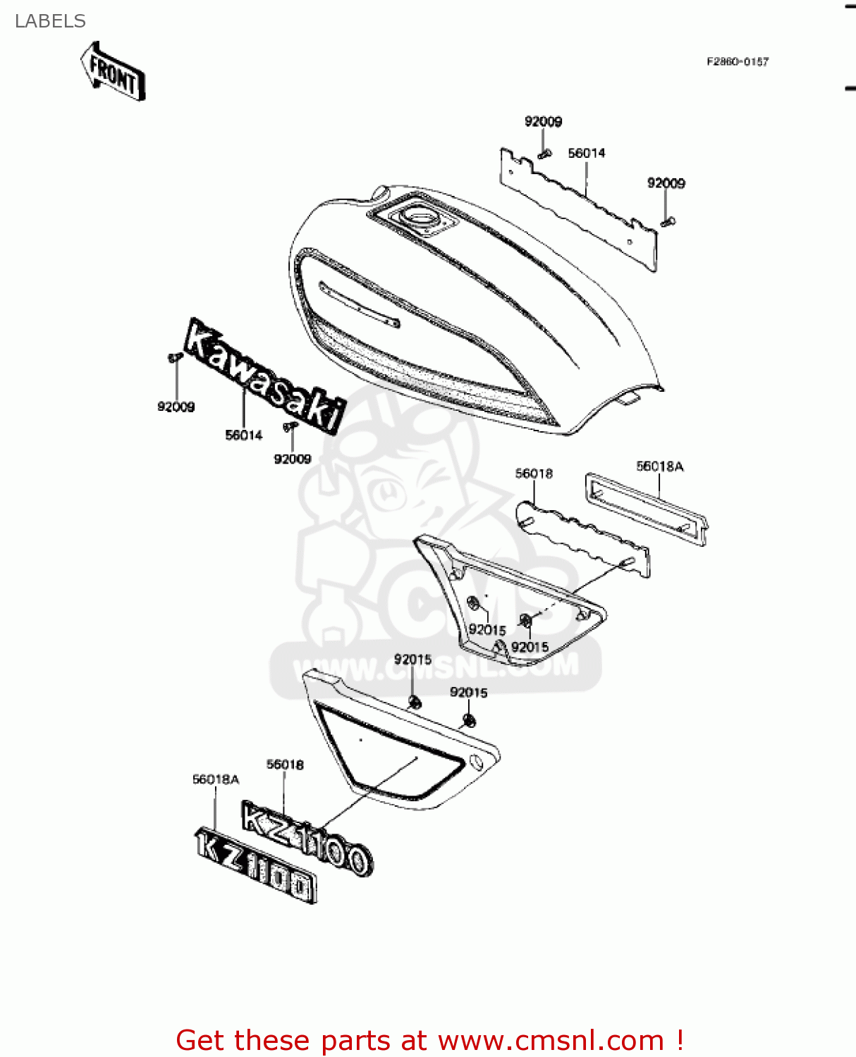 LABELS KZ1100A2 SHAFT 1982 USA CANADA