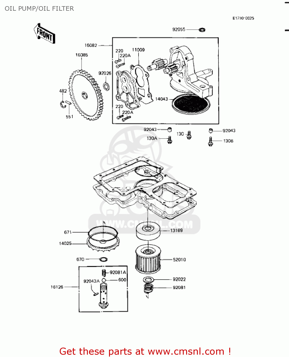 OIL PUMP/OIL FILTER KZ1100A2 SHAFT 1982 USA CANADA