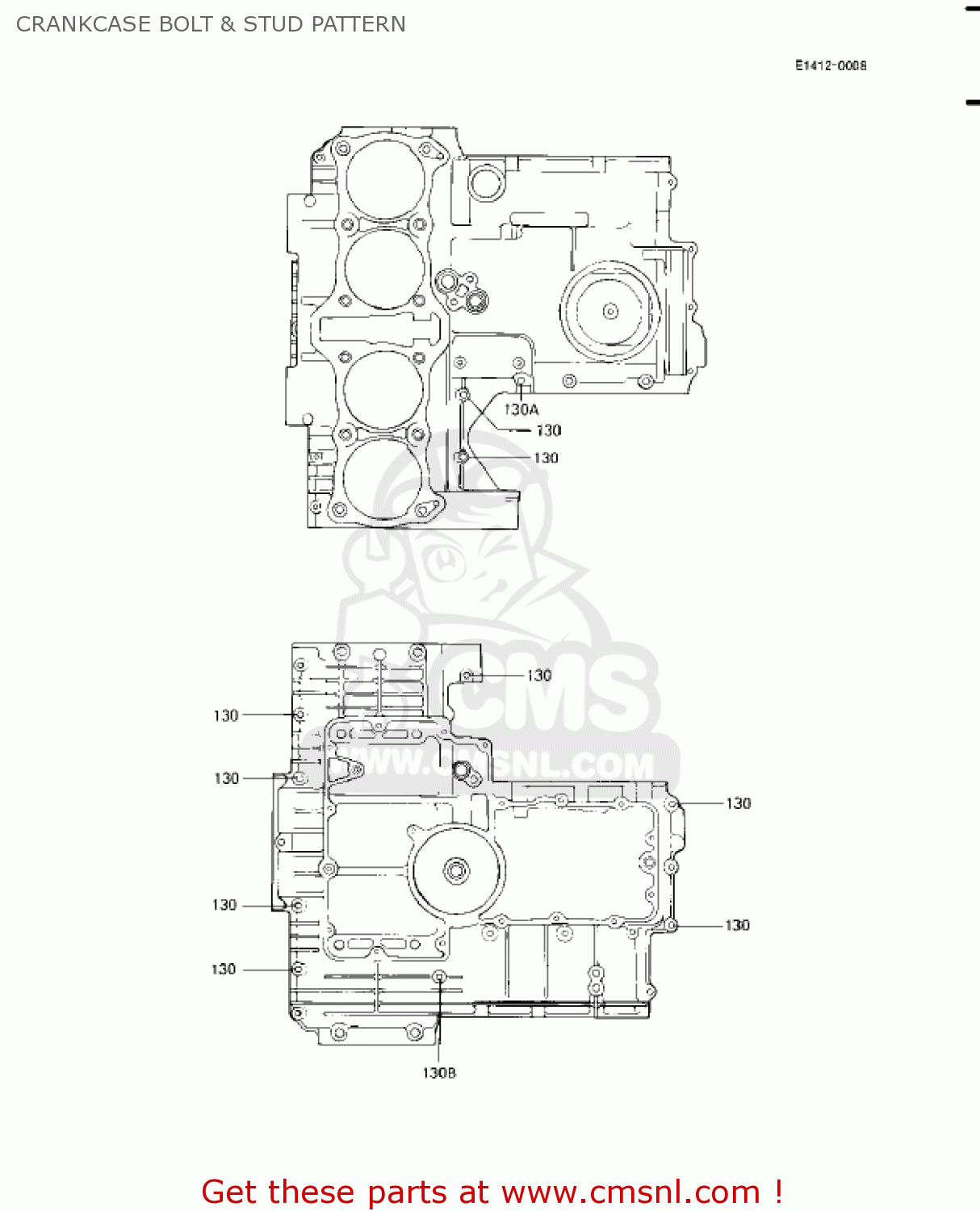 CRANKCASE BOLT & STUD PATTERN KZ1100A2 SHAFT 1982 USA CANADA