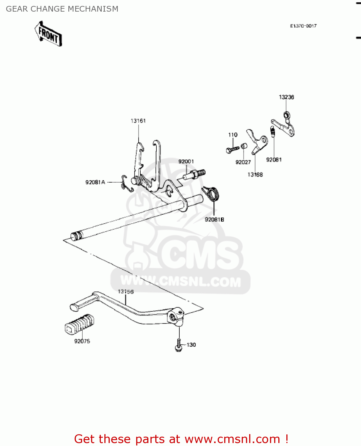 GEAR CHANGE MECHANISM KZ1100A2 SHAFT 1982 USA CANADA