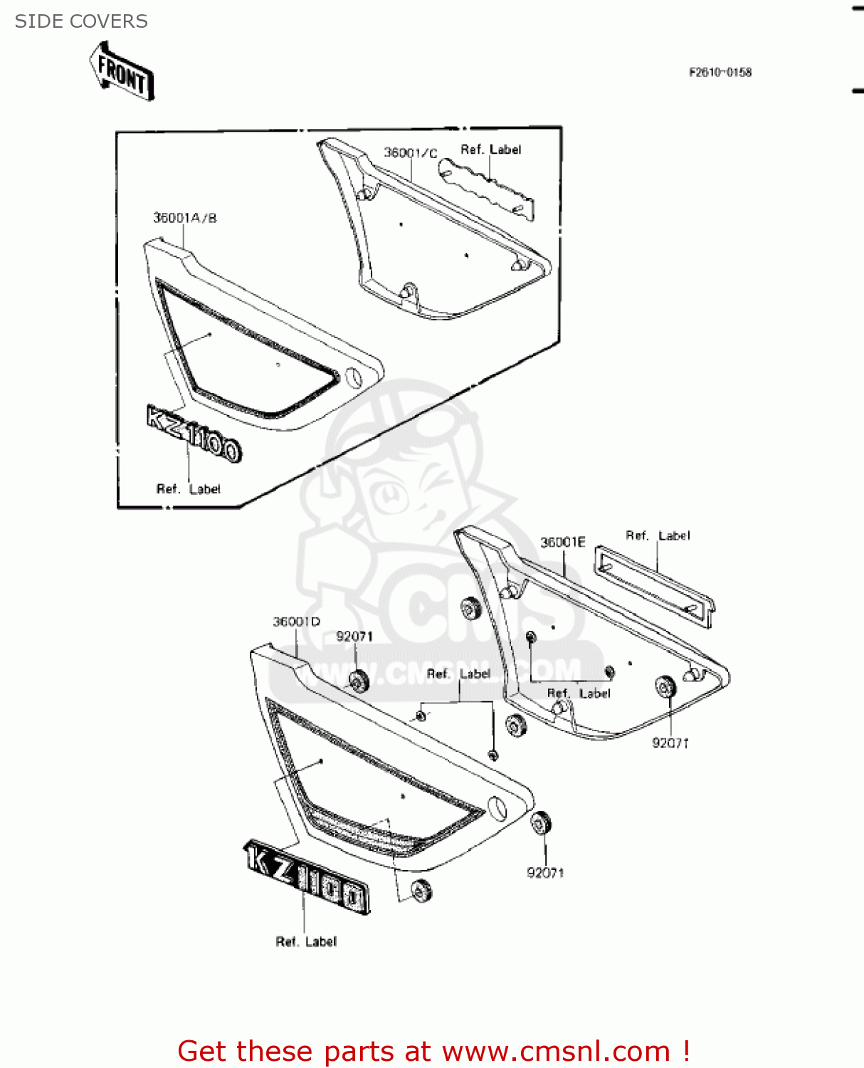 SIDE COVERS KZ1100A2 SHAFT 1982 USA CANADA