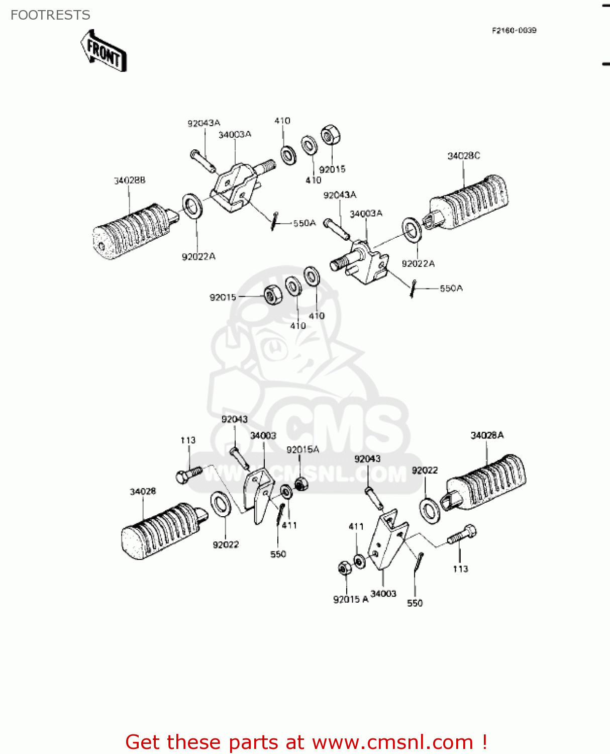 FOOTRESTS KZ1100A2 SHAFT 1982 USA CANADA