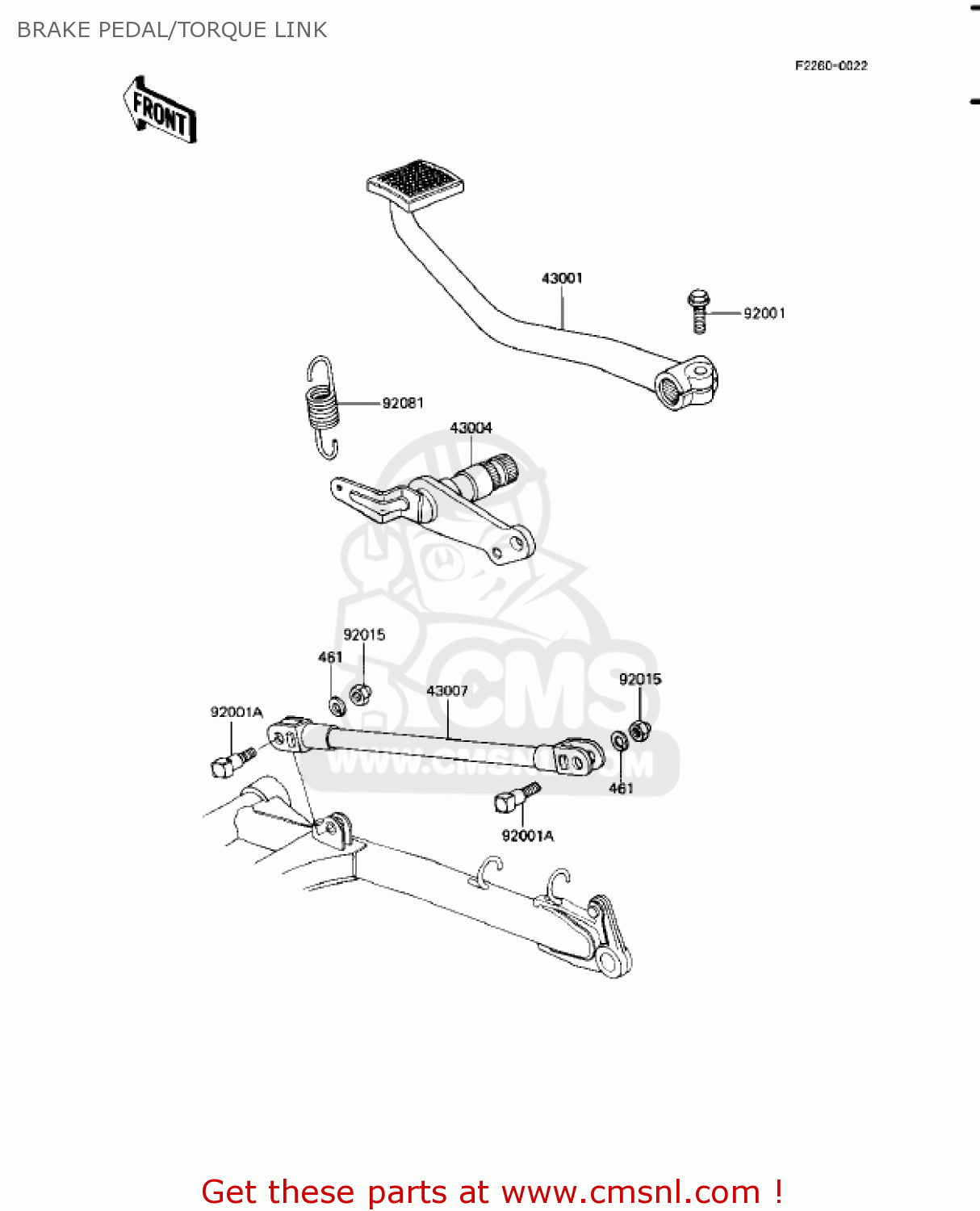 BRAKE PEDAL/TORQUE LINK KZ1100A2 SHAFT 1982 USA CANADA
