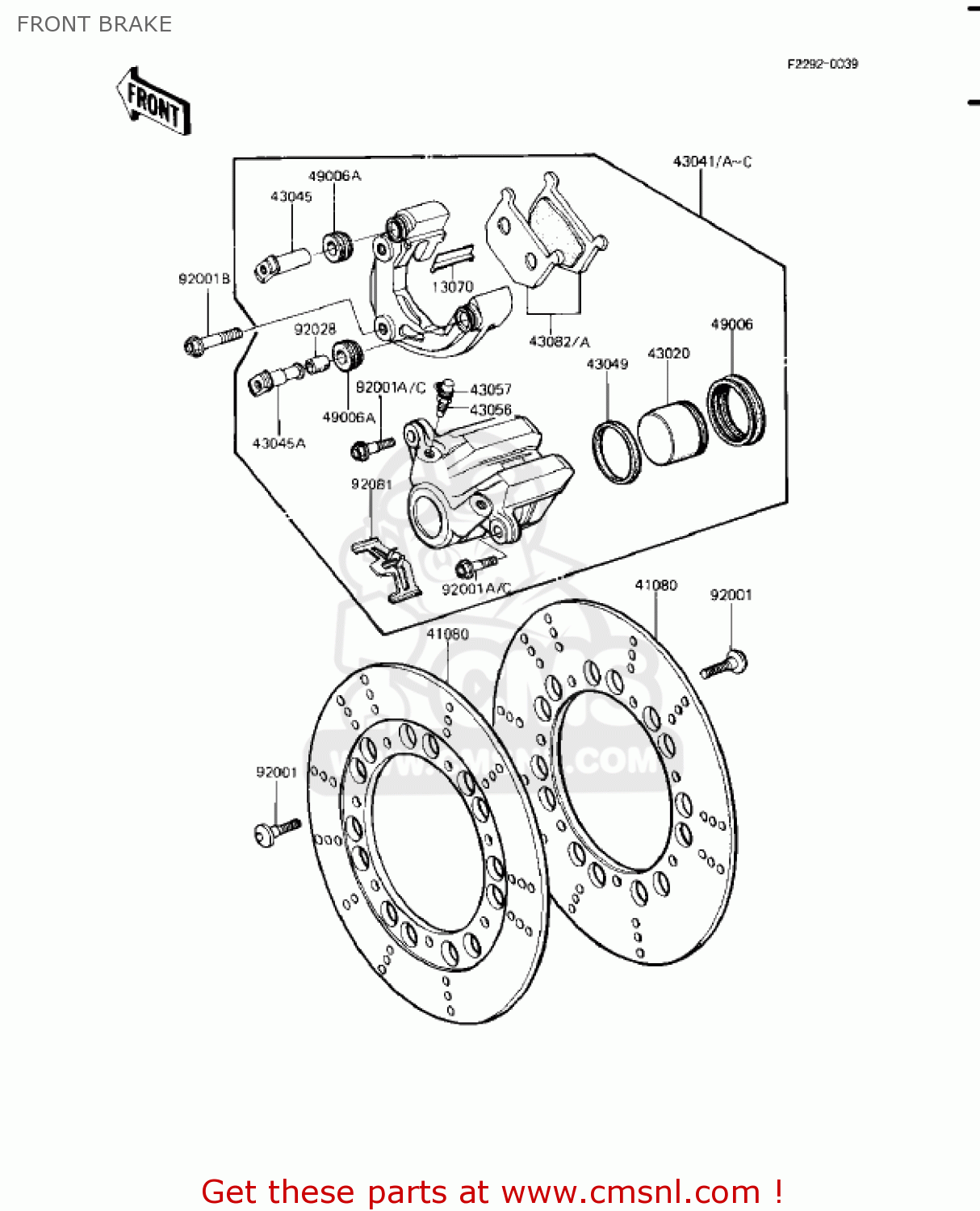FRONT BRAKE KZ1100A2 SHAFT 1982 USA CANADA
