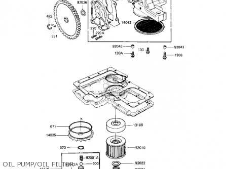 OIL PUMP/OIL FILTER - KZ1100A2 SHAFT 1982 USA CANADA
