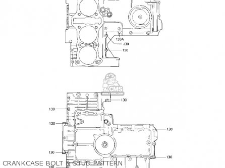 CRANKCASE BOLT & STUD PATTERN - KZ1100A2 SHAFT 1982 USA CANADA
