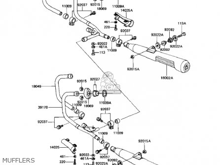 MUFFLERS - KZ1100A2 SHAFT 1982 USA CANADA