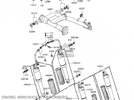 SWING ARM/SHOCK ABSORBERS - KZ1100A2 SHAFT 1982 USA CANADA