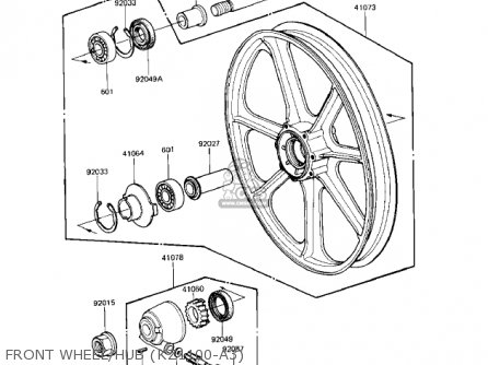 FRONT WHEEL/HUB (KZ1100-A3) - KZ1100A2 SHAFT 1982 USA CANADA