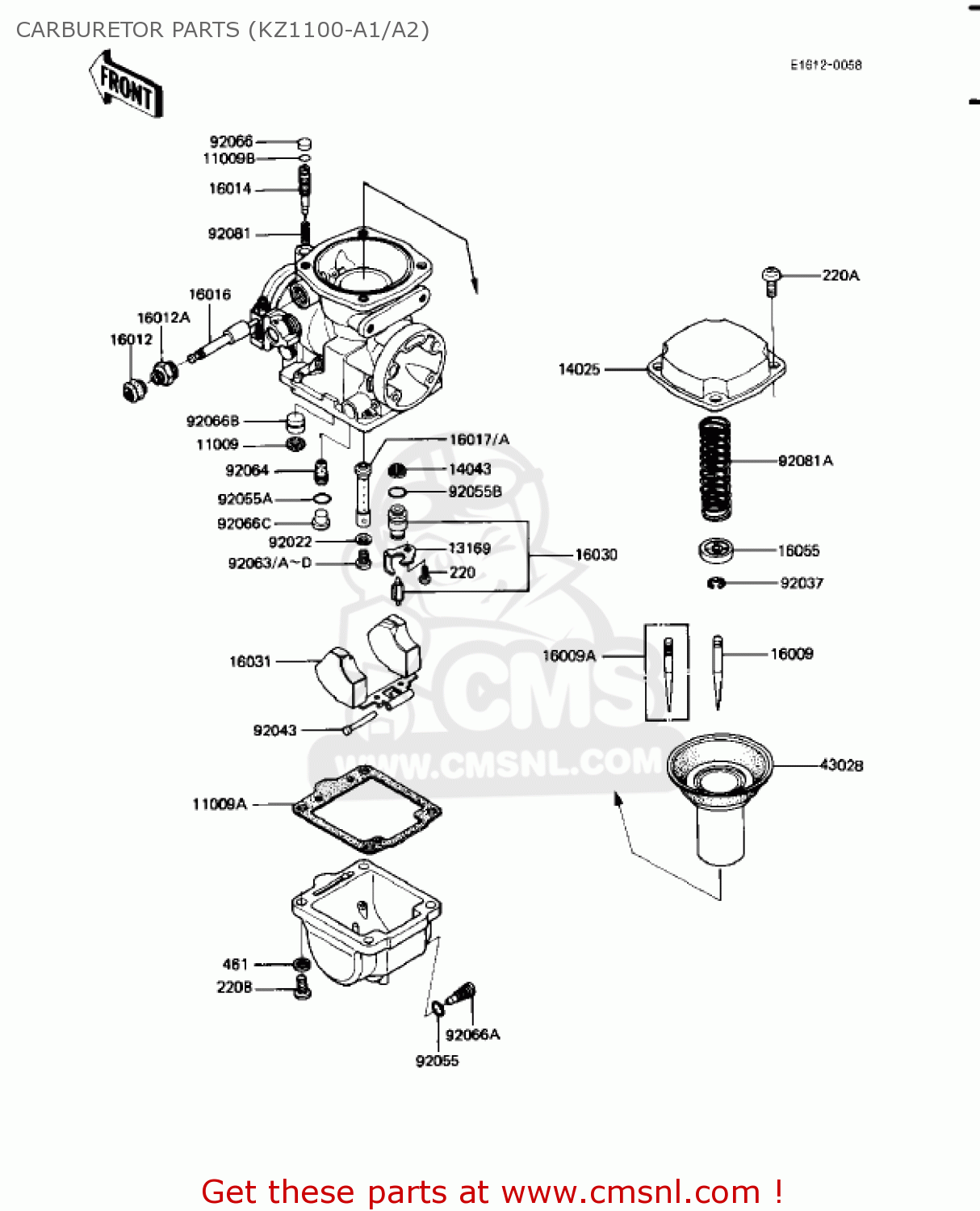 Kawasaki KZ1100A3 SHAFT 1983 USA CANADA CARBURETOR PARTS (KZ1100-A1/A2 ...