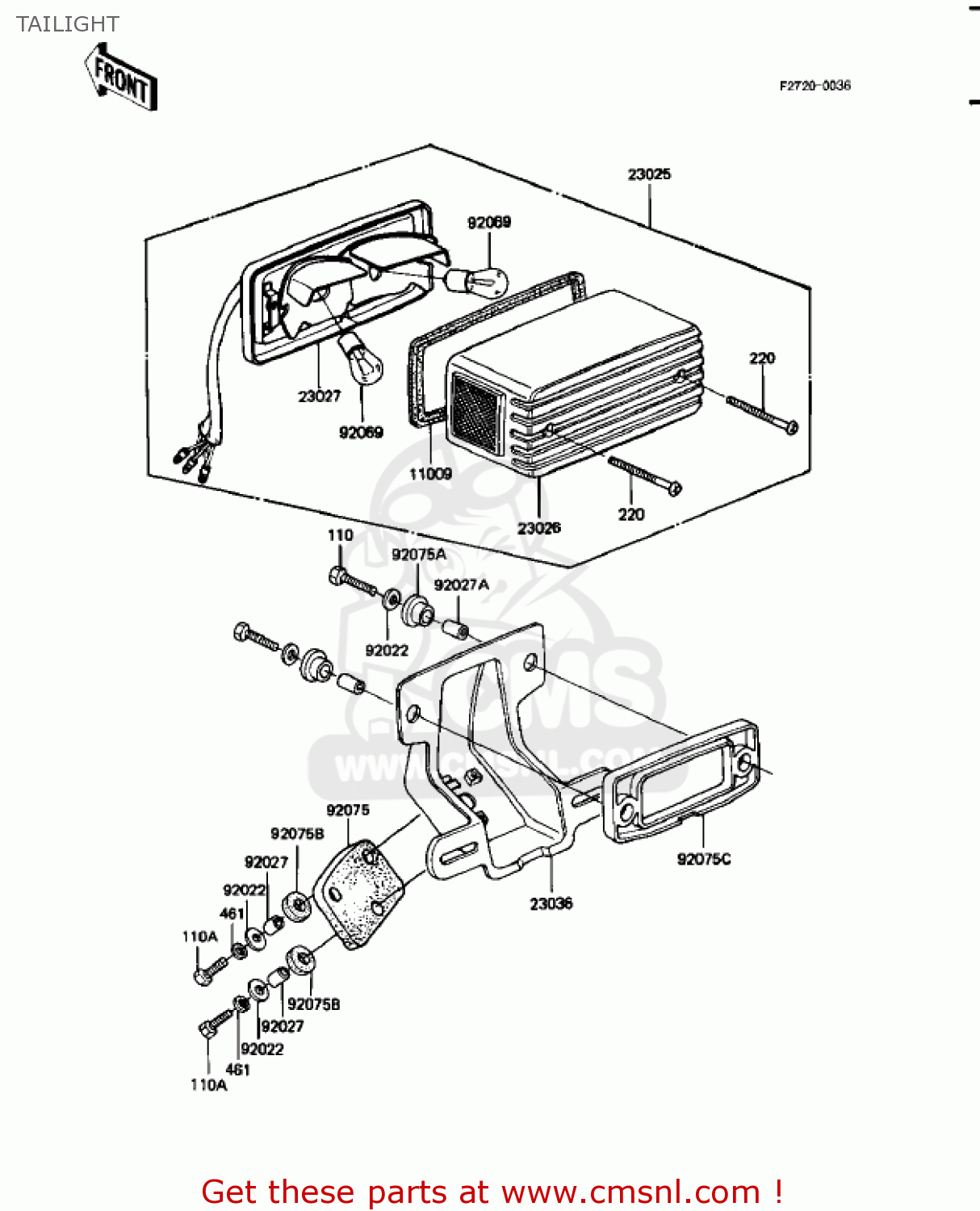 TAILIGHT KZ1100A3 SHAFT 1983 USA CANADA