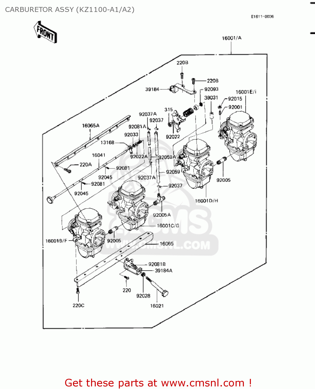 CARBURETOR ASSY (KZ1100-A1/A2) KZ1100A3 SHAFT 1983 USA CANADA