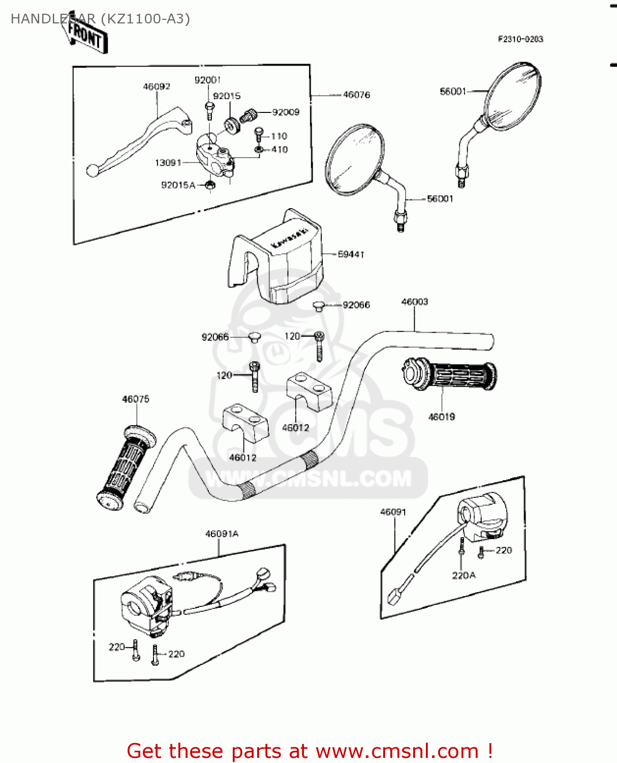 HANDLEBAR (KZ1100-A3) KZ1100A3 SHAFT 1983 USA CANADA