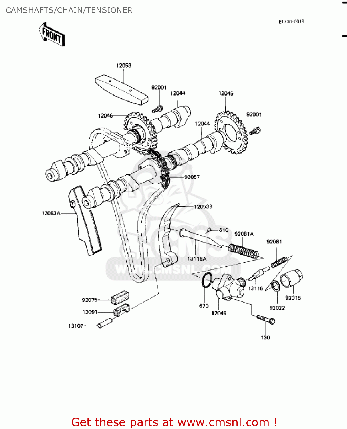 CAMSHAFTS/CHAIN/TENSIONER KZ1100A3 SHAFT 1983 USA CANADA