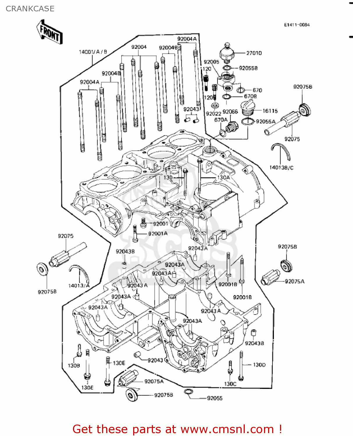 CRANKCASE KZ1100A3 SHAFT 1983 USA CANADA