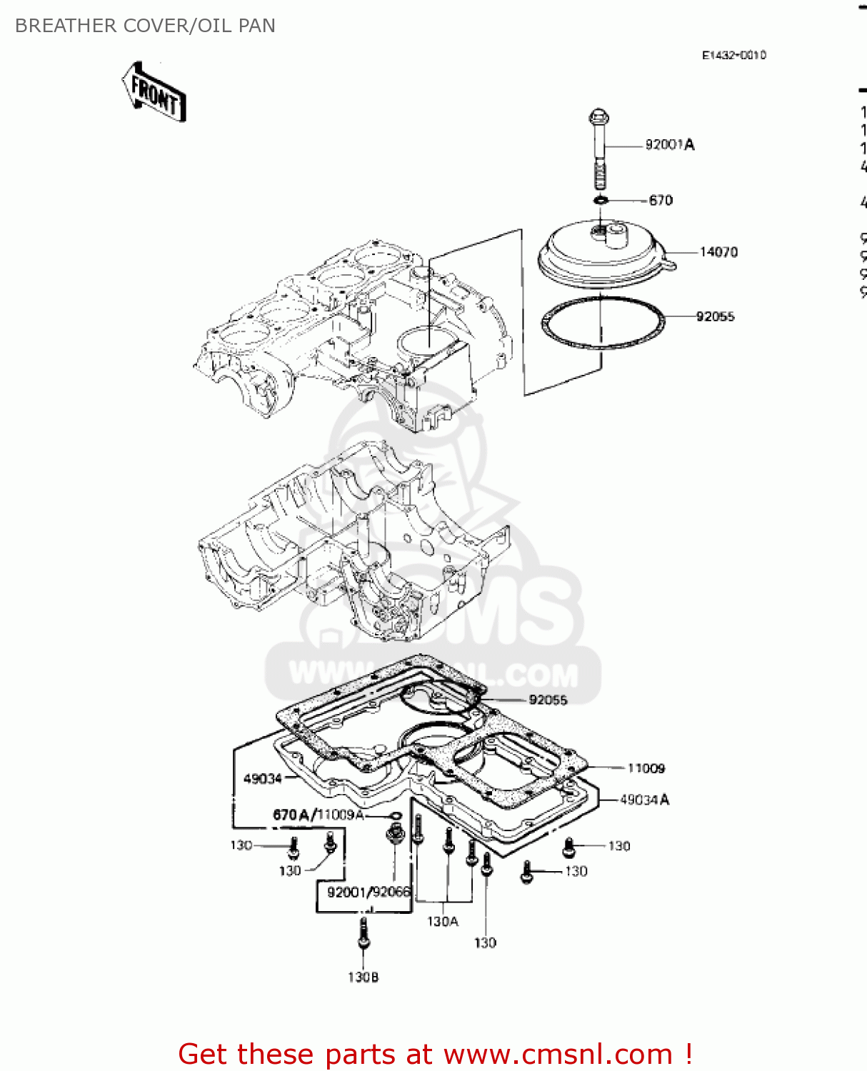 BREATHER COVER/OIL PAN KZ1100A3 SHAFT 1983 USA CANADA