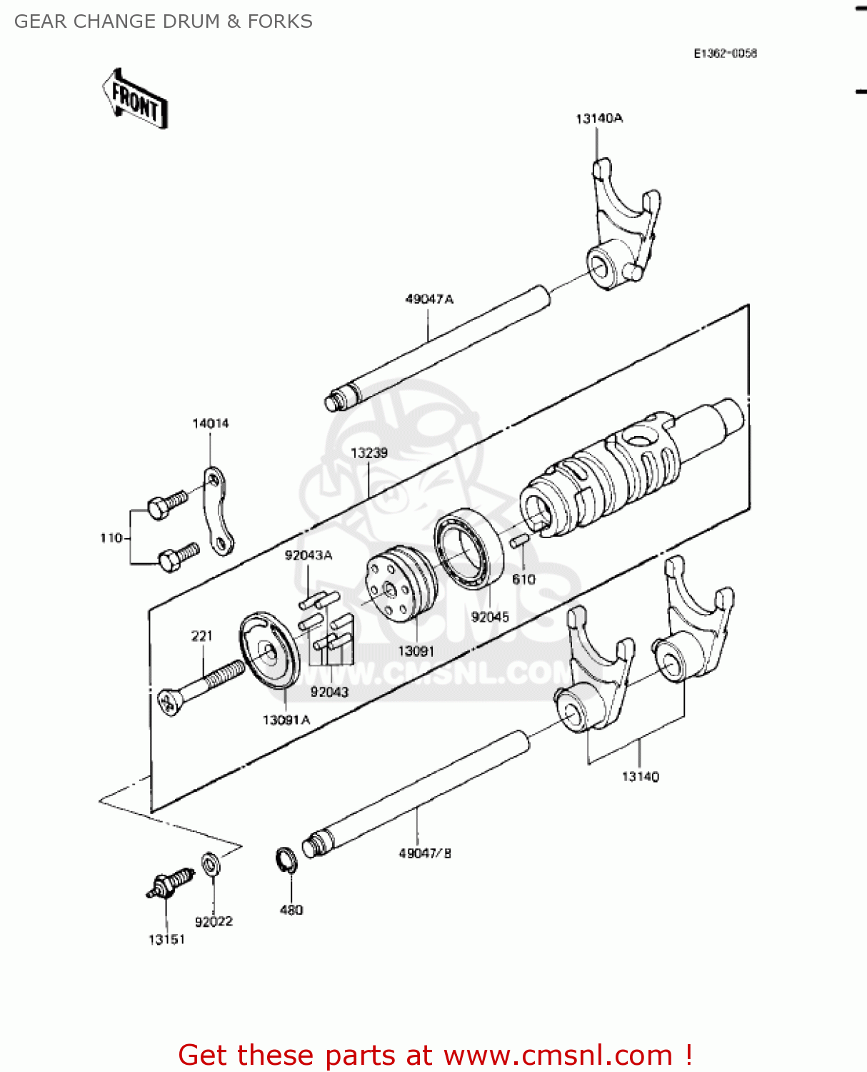 GEAR CHANGE DRUM & FORKS KZ1100A3 SHAFT 1983 USA CANADA