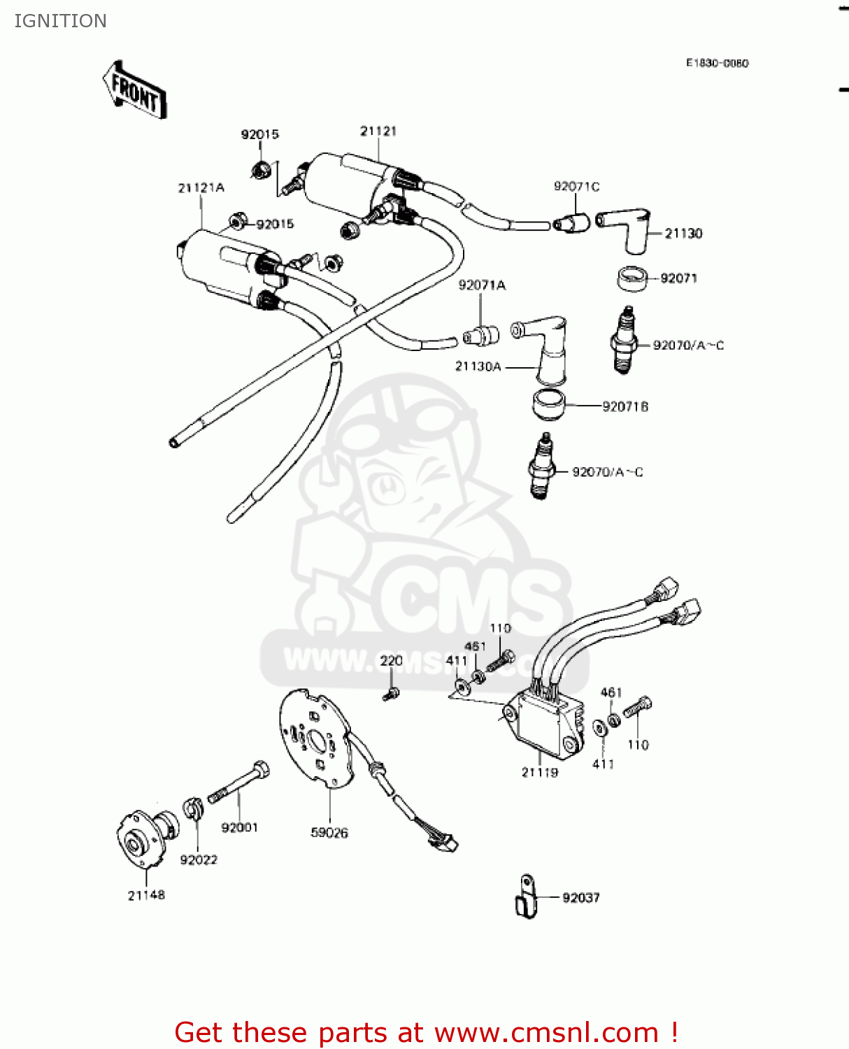 IGNITION KZ1100A3 SHAFT 1983 USA CANADA