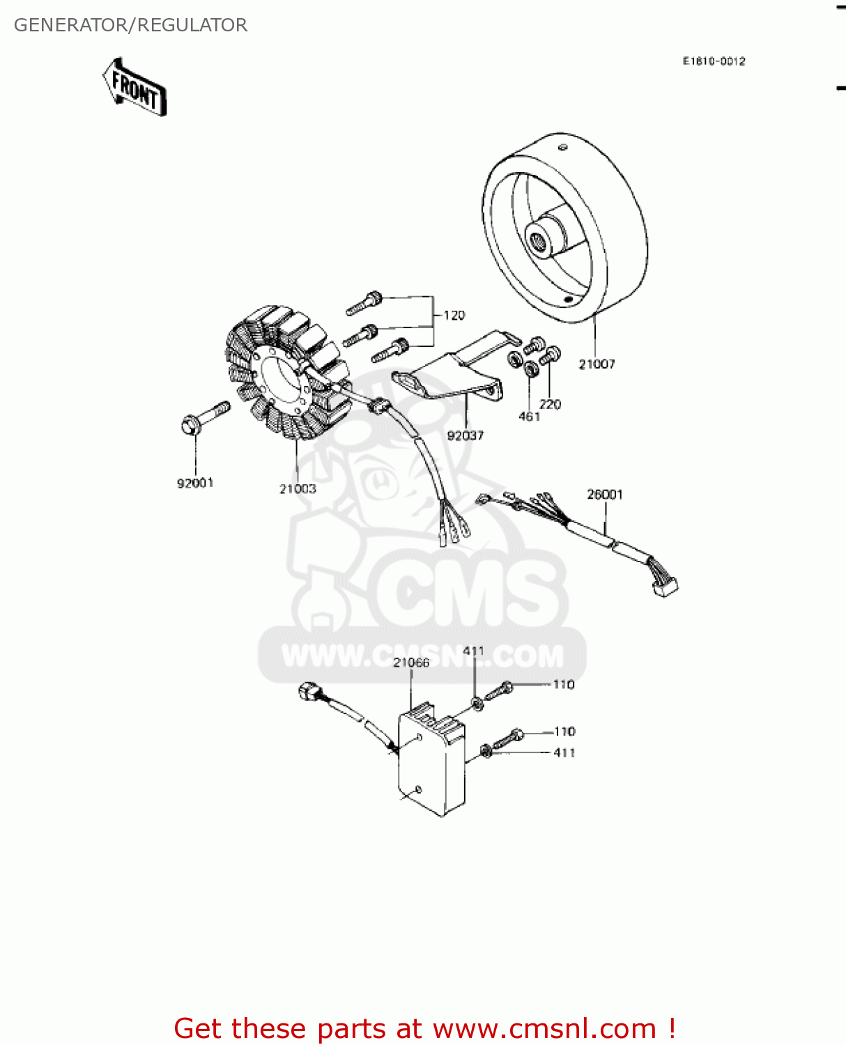 GENERATOR/REGULATOR KZ1100A3 SHAFT 1983 USA CANADA