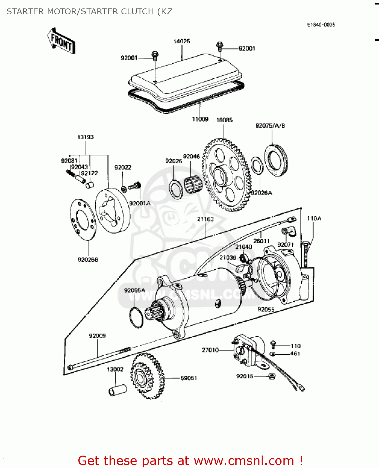 STARTER MOTOR/STARTER CLUTCH (KZ KZ1100A3 SHAFT 1983 USA CANADA