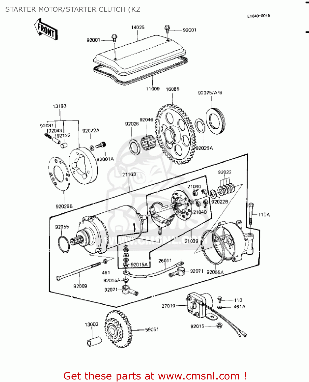 STARTER MOTOR/STARTER CLUTCH (KZ KZ1100A3 SHAFT 1983 USA CANADA