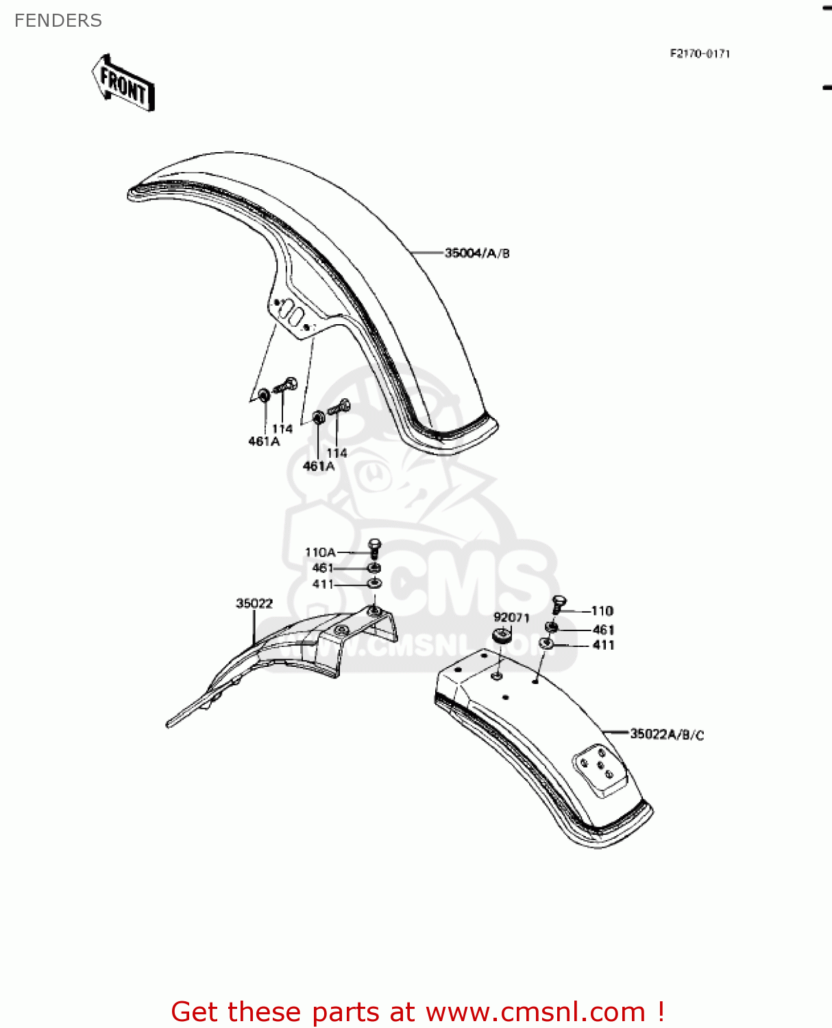 FENDERS KZ1100A3 SHAFT 1983 USA CANADA