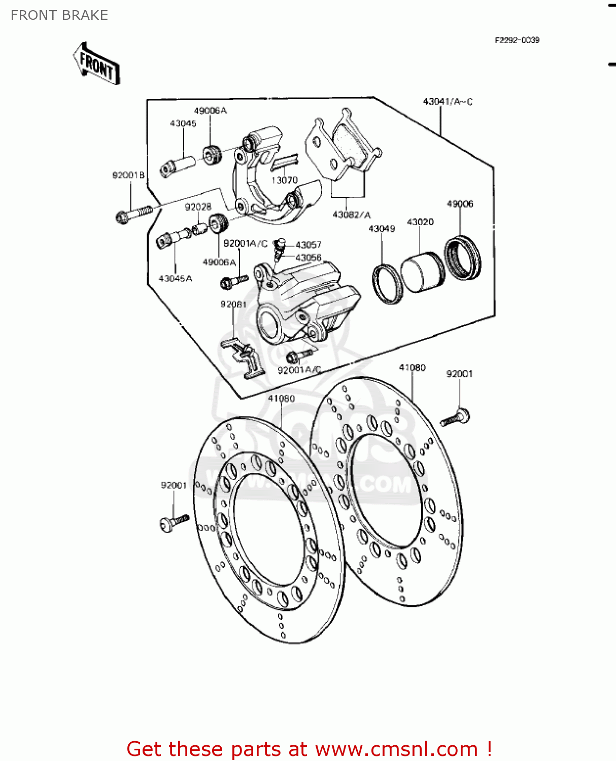 FRONT BRAKE KZ1100A3 SHAFT 1983 USA CANADA