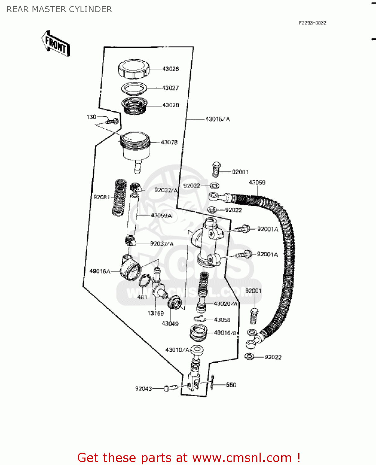 REAR MASTER CYLINDER KZ1100A3 SHAFT 1983 USA CANADA