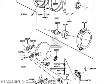 HEADLIGHT (KZ1100-A1/A2) - KZ1100A3 SHAFT 1983 USA CANADA