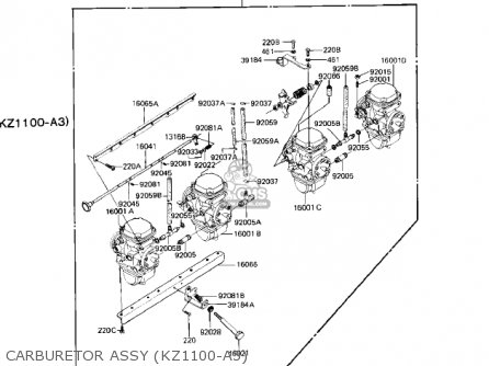 CARBURETOR ASSY (KZ1100-A3) - KZ1100A3 SHAFT 1983 USA CANADA